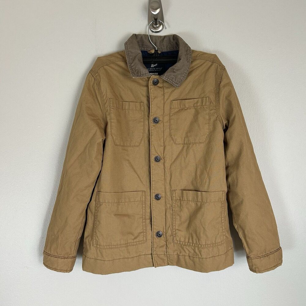 Oshkosh Boy's 10 Chore Coat Corduroy Collar Quilted Lined Tan Canvas Barn Jacket